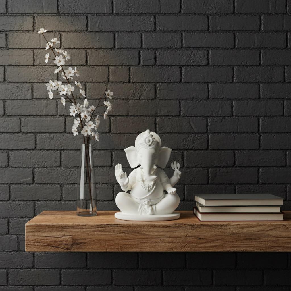 Eco-Friendly White Lord Ganesha Car Dashboard Idol