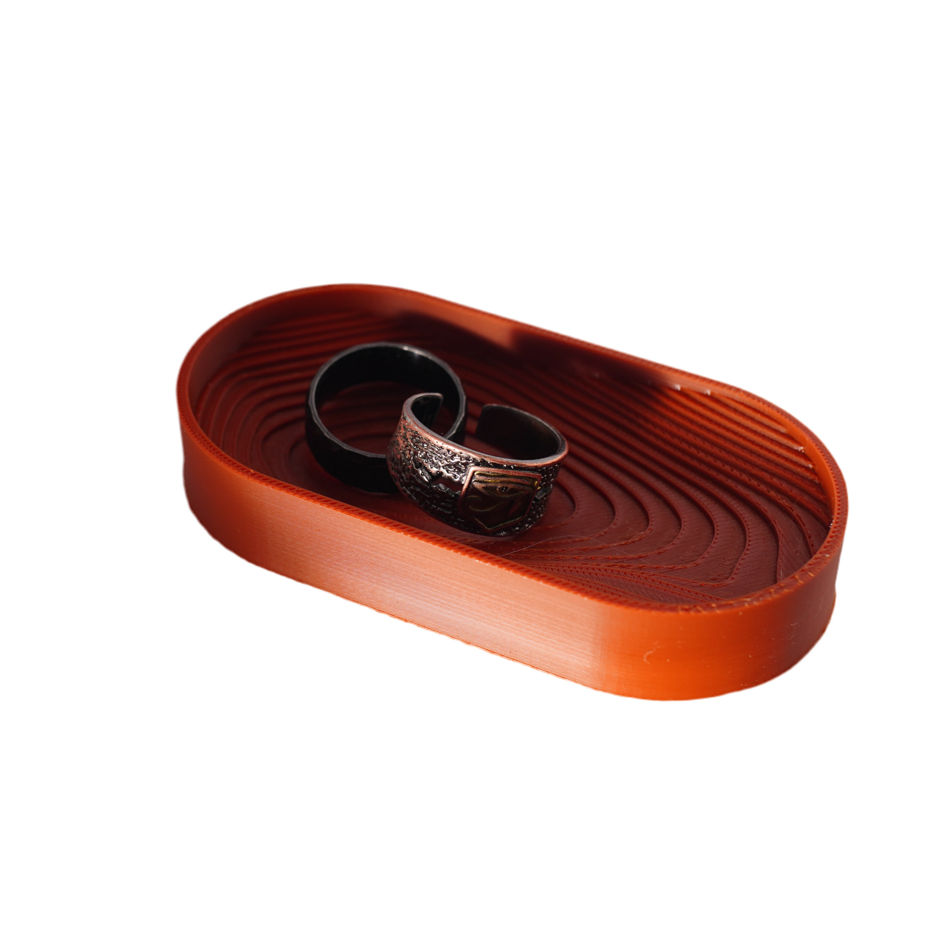 Premium Oval Ring Tray in Bold Deep Red Finish