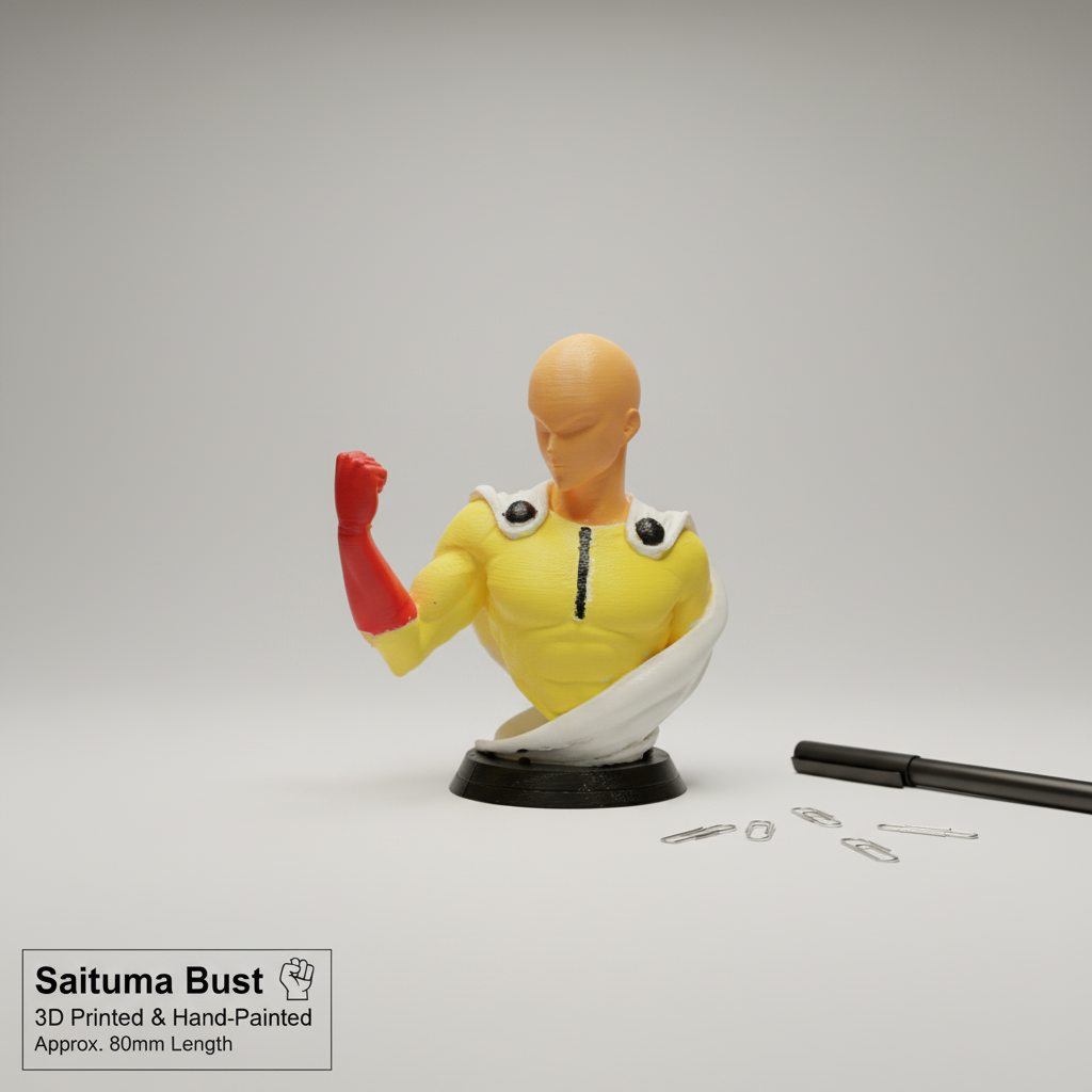 Saitama Bust 3D Printed & Hand-Painted