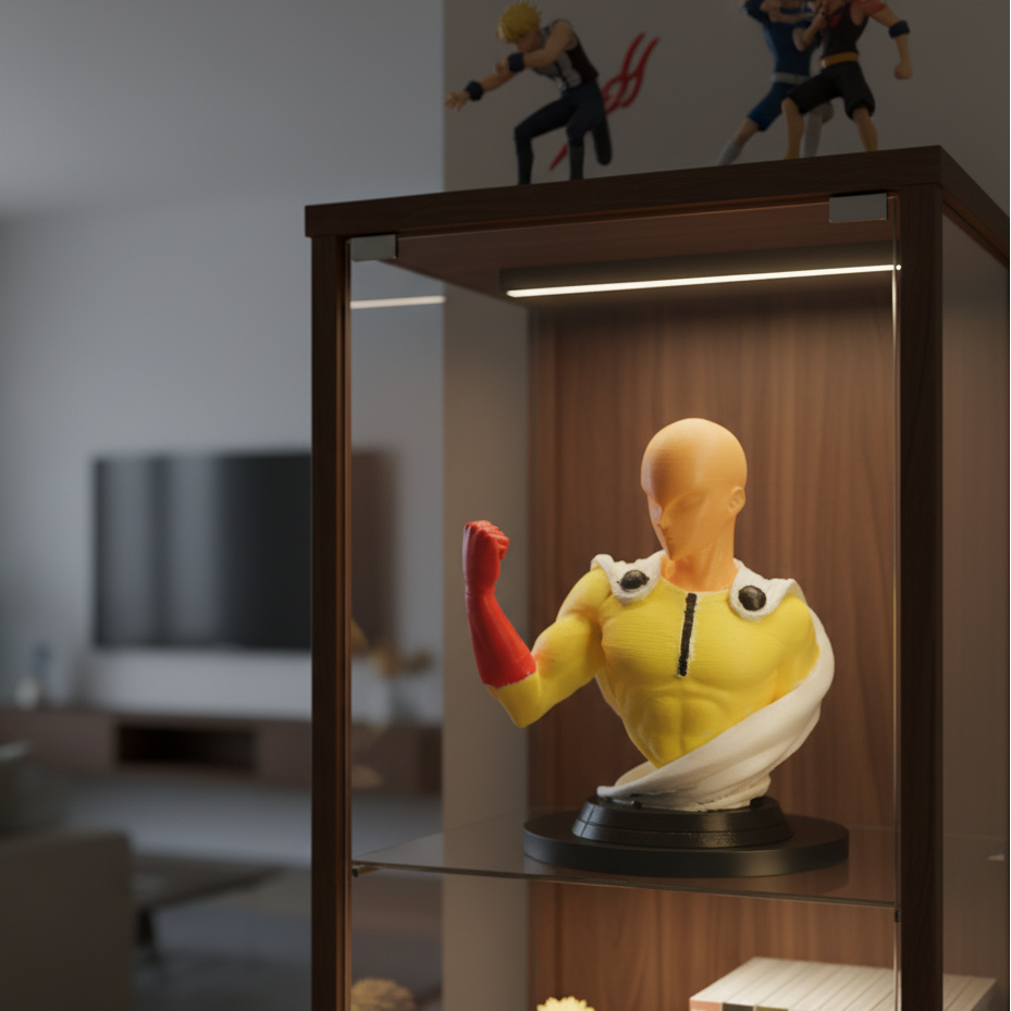Saitama Bust 3D Printed & Hand-Painted
