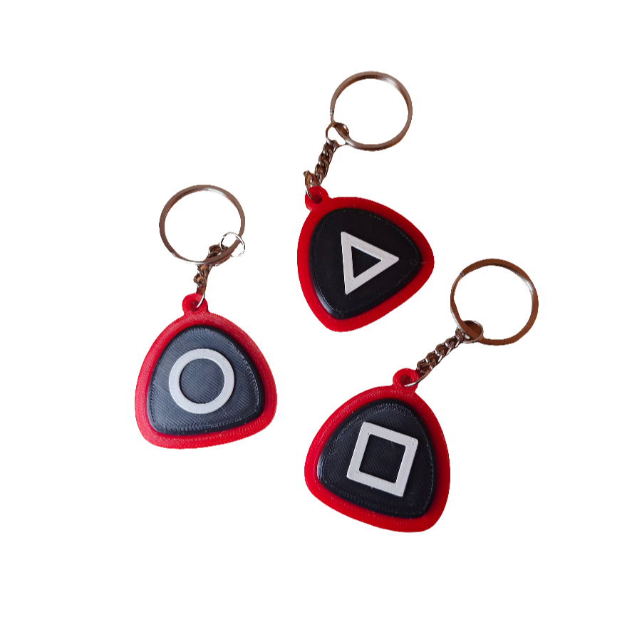 Squid Game-Inspired Gaming Keychain Set – Circle, Triangle, Square