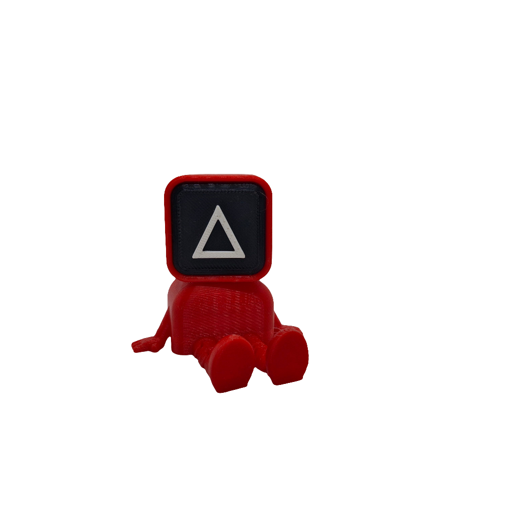 Squid Game Triangular Head Sitting Figurine in Red