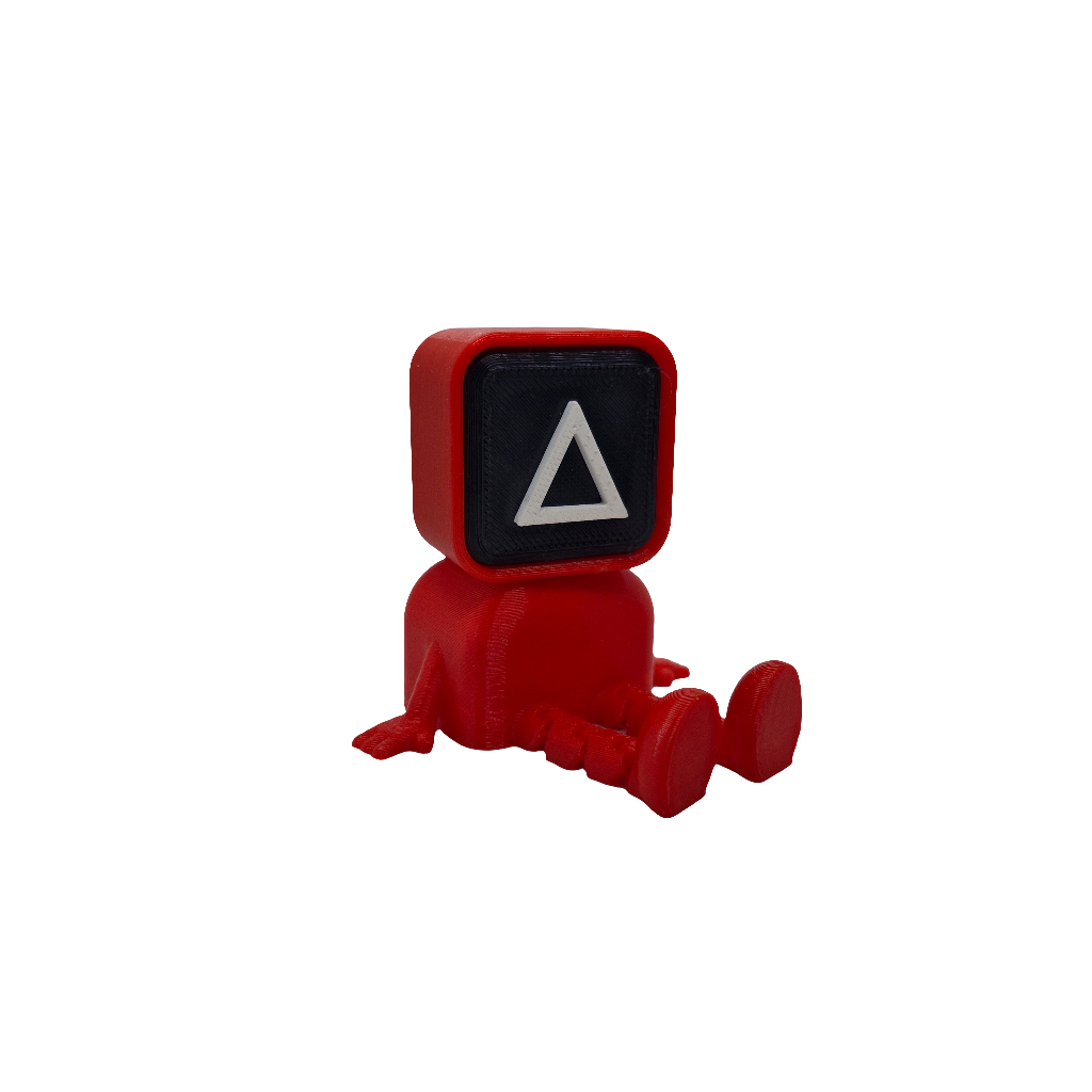 Squid Game Triangular Head Sitting Figurine in Red